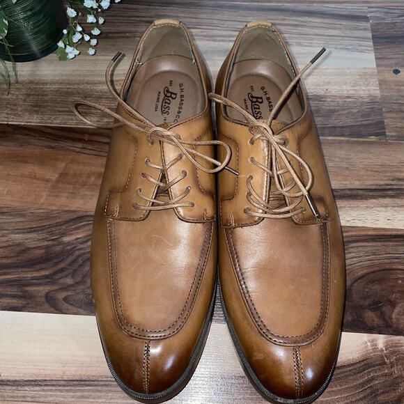 G.H. Bass & Co. Leather Oxford Dress Shoes Size 11.5M Tan Cognac Brown Cap Toe main image 11